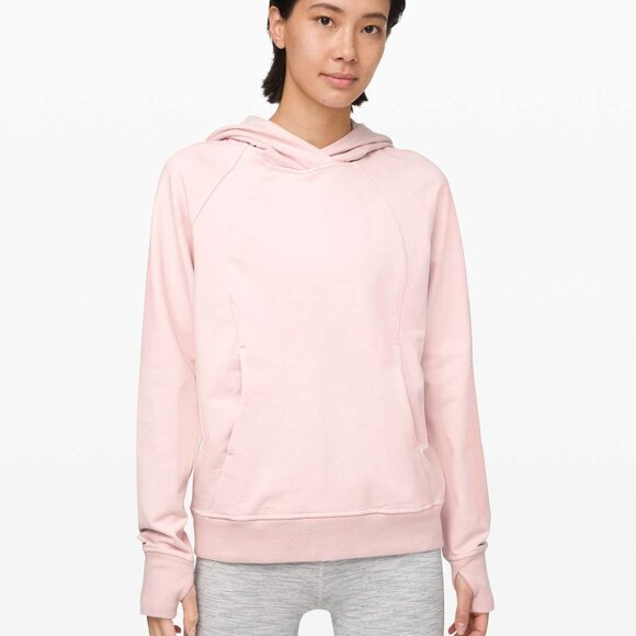 Lululemon Scuba Pullover hoodie, blush pink / Pink Bliss, thumb holes sweatshirt - Picture 1 of 10